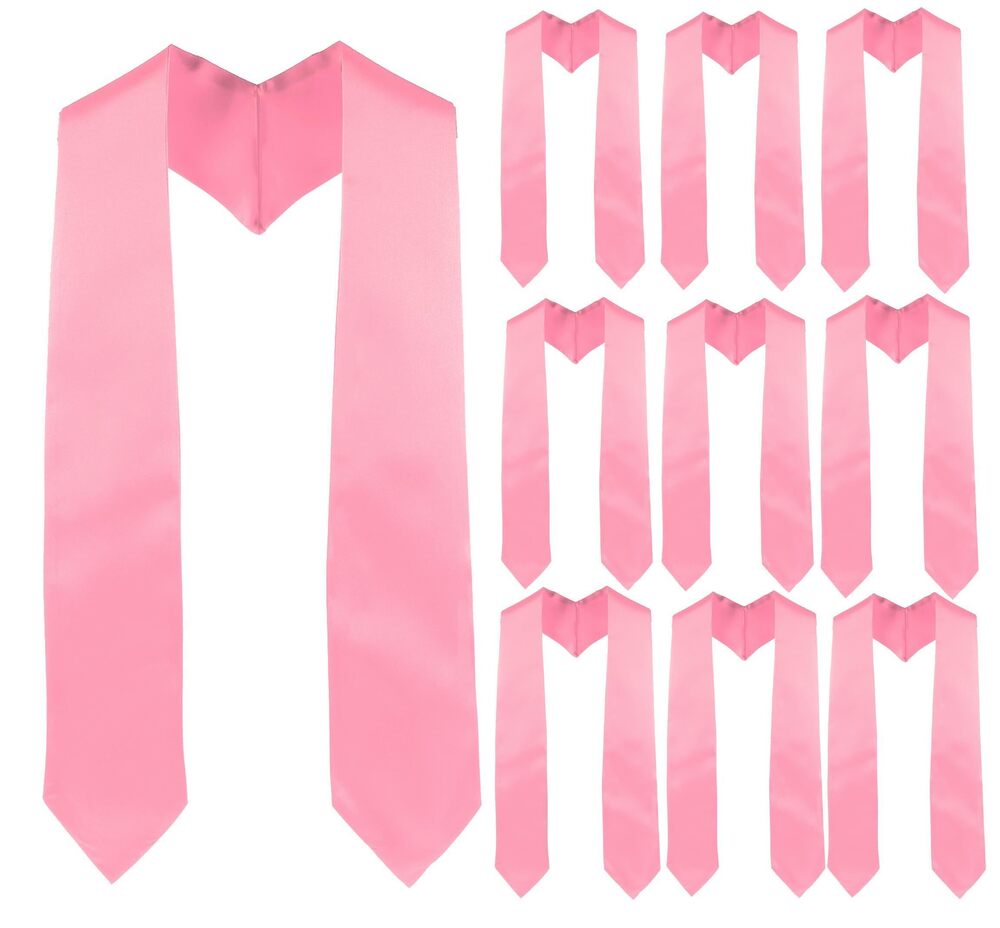 2815 10 Pieces Pink Graduation Stoles,Unisex Adult Plain White Stoles